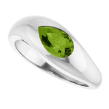 14K White Gold Natural Peridot Ring