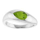 14K White Gold Natural Peridot Ring