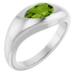 14K White Gold Natural Peridot Ring