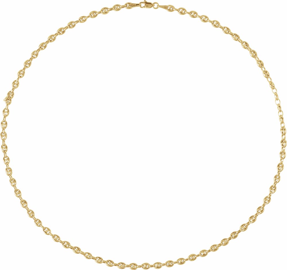 14K Yellow 3.8 mm Hollow Puffed Anchor 18" Chain