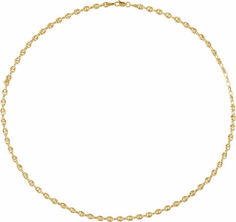 14K Yellow Gold 3.8 mm Hollow Puffed Anchor 20" Chain