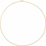 14K Yellow 1.3 mm Mirror 7" Chain