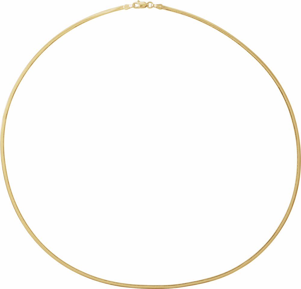 14K Yellow Gold 1.95 mm Oval Snake 7" Chain
