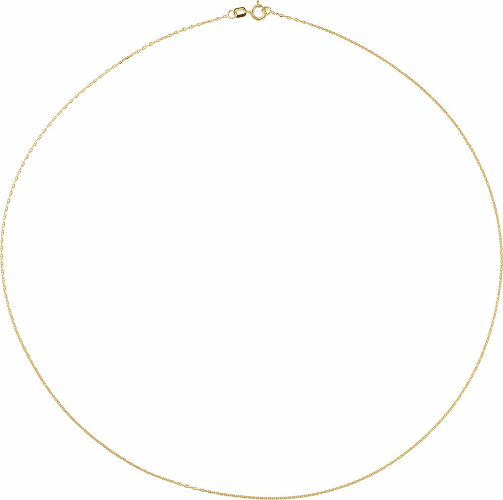 14K Yellow 1 mm Diamond-Cut Anchor 16" Chain