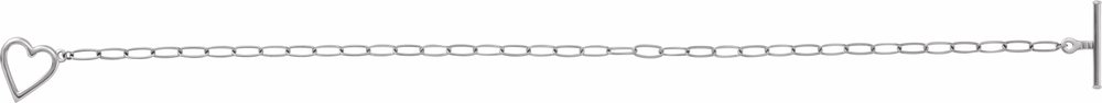 14K White Gold Heart & Paperclip-Style Chain 6" Bracelet