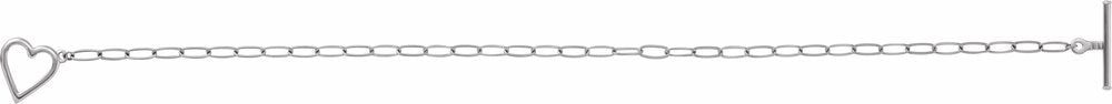 14K White Gold Heart & Paperclip-Style Chain 6" Bracelet