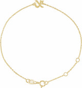 14K Yellow Gold Initial X 6 1/2-7 1/2" Bracelet