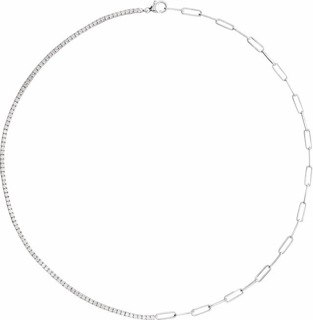 14K White 3 1/4 CTW Lab-Grown Diamond Line 18" Necklace