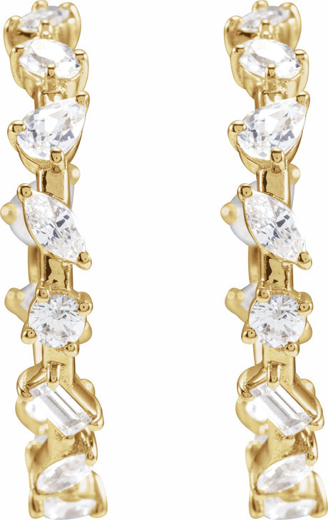 14K Yellow Gold 2 CTW Lab-Grown Diamond 24.4 mm Hoop Earrings