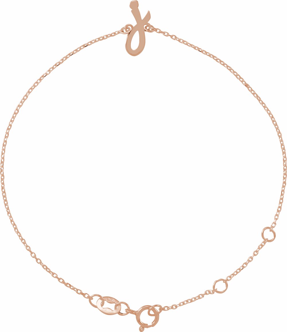 14K Rose Initial J 6 1/2-7 1/2" Bracelet