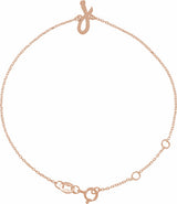 14K Rose Initial J 6 1/2-7 1/2" Bracelet