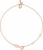 14K Rose Initial J 6 1/2-7 1/2" Bracelet