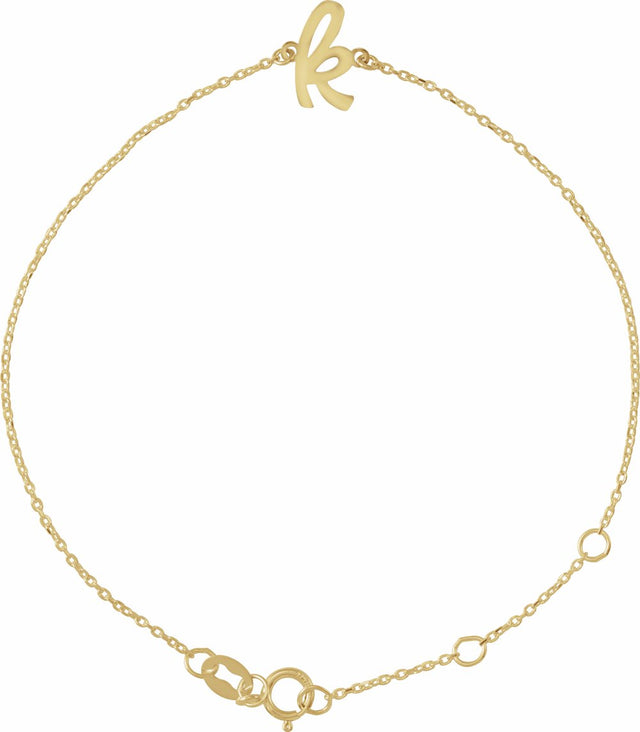 14K Yellow Initial K 6 1/2-7 1/2" Bracelet