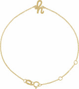 14K Yellow Initial H 6 1/2-7 1/2" Bracelet