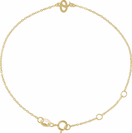 14K Yellow Gold Initial O 6 1/2-7 1/2" Bracelet
