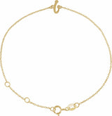 14K Yellow Gold Initial I 6 1/2-7 1/2" Bracelet