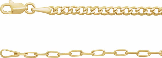 14K Yellow Gold 2.7 mm Curb & Paperclip-Style 16" Chain