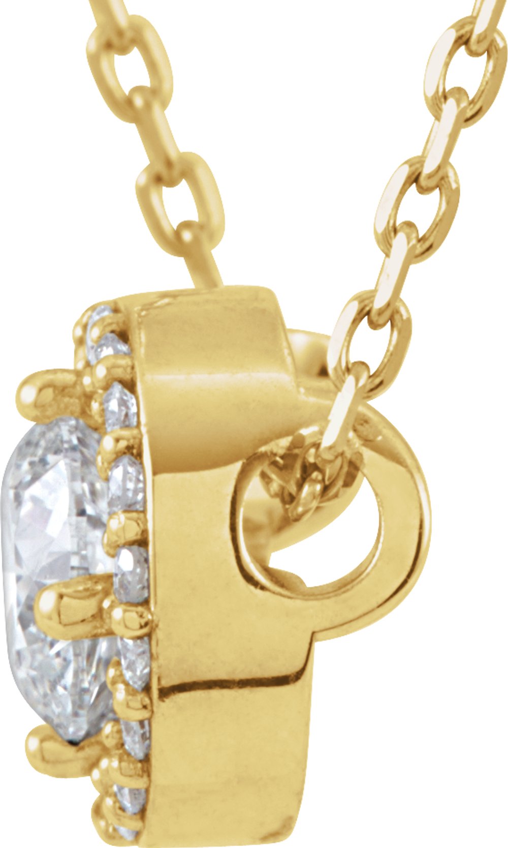 14K Yellow 1/5 CTW Lab-Grown Diamond Halo-Style 16" Necklace