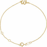 14K Yellow Gold Initial W 6 1/2-7 1/2" Bracelet