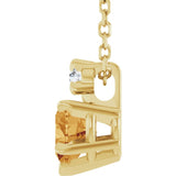 14K Yellow Natural Citrine & .03 CT Natural Diamond 16-18" Necklace
