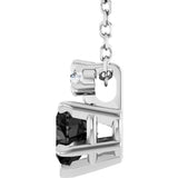 14K White Gold Natural Black Onyx & .03 CT Natural Diamond 16-18" Necklace