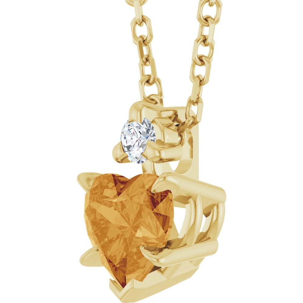 14K Yellow Natural Citrine & .03 CT Natural Diamond 16-18" Necklace