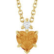 14K Yellow Gold Natural Citrine & .03 CT Natural Diamond 16-18" Necklace