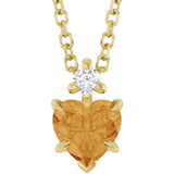 14K Yellow Gold Natural Citrine & .03 CT Natural Diamond 16-18" Necklace