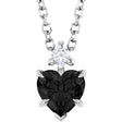 14K White Gold Natural Black Onyx & .03 CT Natural Diamond 16-18" Necklace