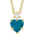 14K Yellow Natural London Blue Topaz & .03 CT Natural Diamond 16-18" Necklace