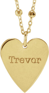 14K Yellow Gold Engravable Heart 16" Necklace