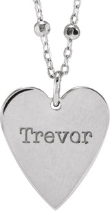 14K White Engravable Heart 16" Necklace