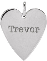 14K White Engravable Heart Pendant