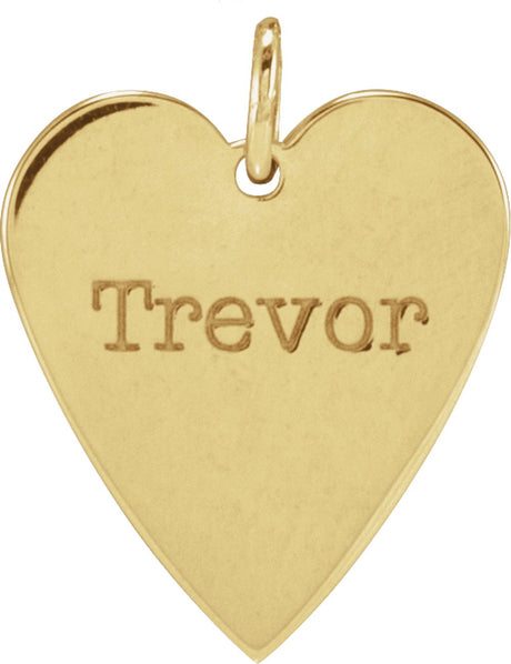 14K Yellow Engravable Heart Pendant