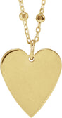 14K Yellow Engravable Heart 16" Necklace