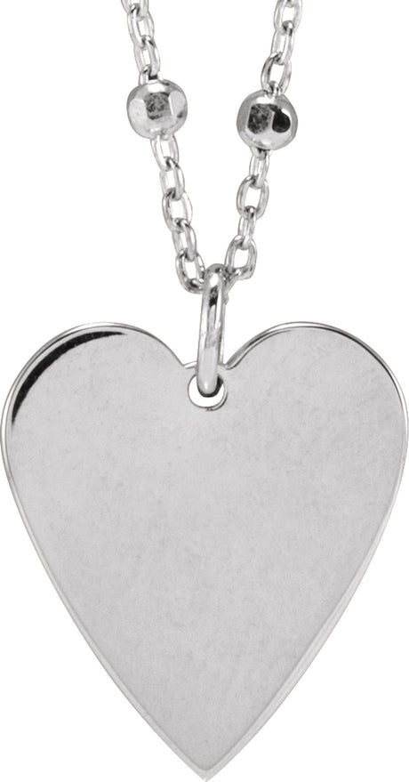 14K White Engravable Heart 16" Necklace