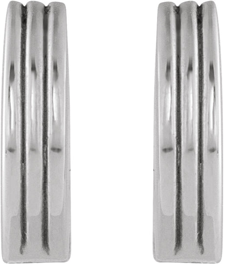 14K White Hinged 10 mm Huggie Hoop Earrings