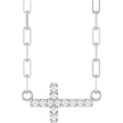 Sterling Silver .05 CTW Natural Diamond Sideways Cross 18" Necklace