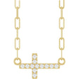 14K Yellow .05 CTW Natural Diamond Sideways Cross 18" Necklace