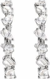 14K White Gold 2 CTW Lab-Grown Diamond 24.4 mm Hoop Earrings