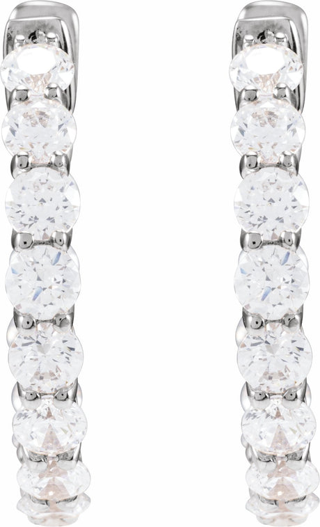 14K White 2 1/5 CTW Natural Diamond Inside-Outside 19.7 mm Hoop Earrings