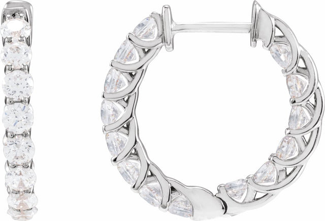 14K White Gold 2 1/5 CTW Natural Diamond Inside-Outside 19.7 mm Hoop Earrings
