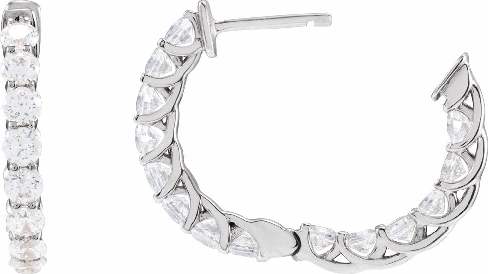 14K White 2 1/5 CTW Natural Diamond Inside-Outside Hoop Earrings