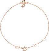 14K Rose Initial G 6 1/2-7 1/2" Bracelet