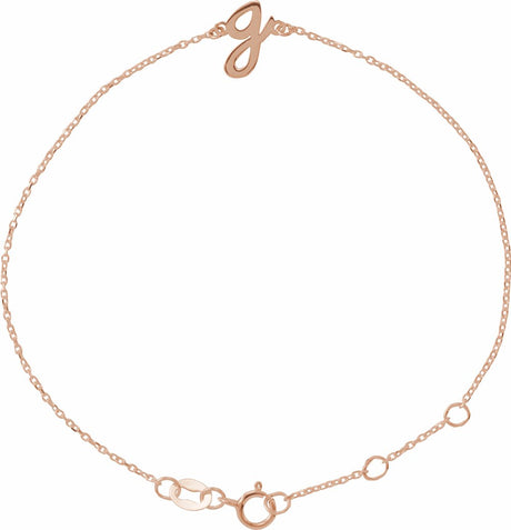 14K Rose Initial G 6 1/2-7 1/2" Bracelet