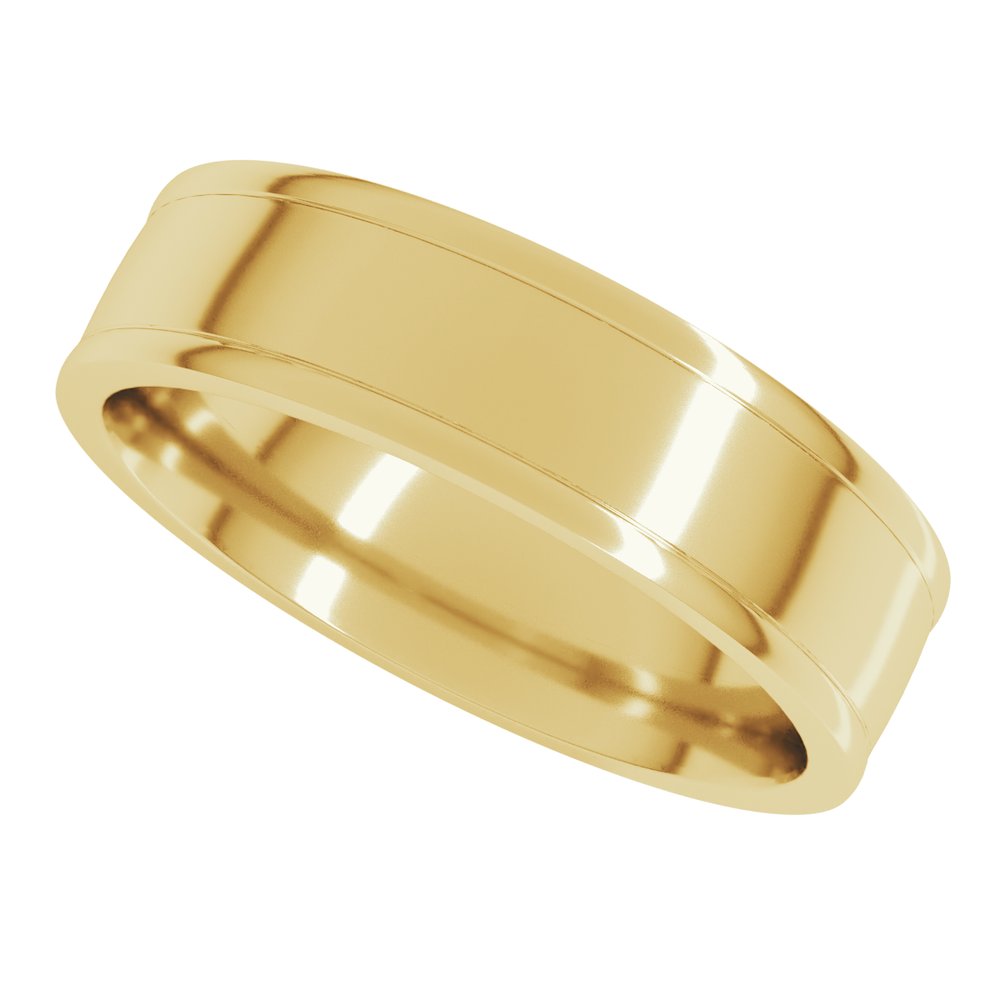 14K Yellow 6 mm  Grooved Round Edge