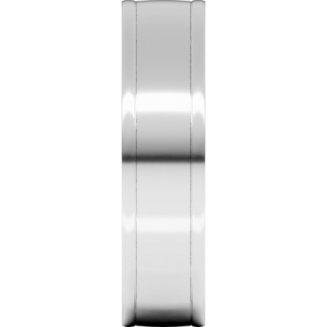 14K White Gold 6 mm Round-Edge Grooved Comfort-Fit Half Round Band Size 9