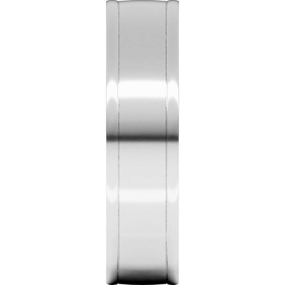 14K White Gold 6 mm Round-Edge Grooved Comfort-Fit Half Round Band Size 9