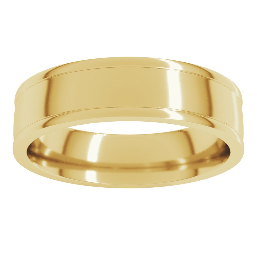 10K Yellow Gold 6 mm Round-Edge Grooved Comfort-Fit Half Round Band Size 10