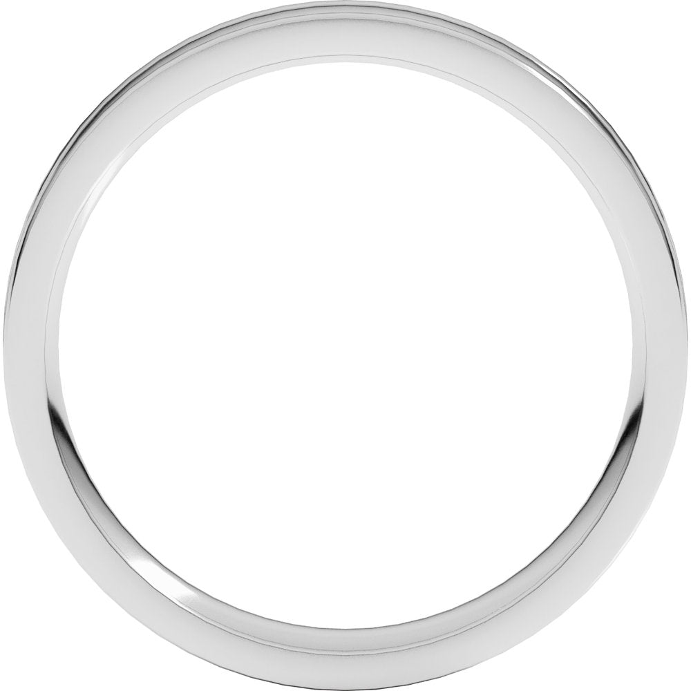 10K White Gold 4 mm Round-Edge Grooved Comfort-Fit Half Round Band Size 9.5